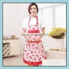 Aprons Home Textiles Garden New Printed Apron With Pockets Waterproof Floral Bib Kitchen Soil Release Bowknot Bre Dhx9V