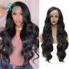 Synthetic Lace Front Wigs L Part Lace Wig Dark Brown Color Heat Resist Fiber Soft Long Wavy Hair 99J For Black Womenfactory direct
