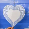 Sublimation vide vent filateurs amour coeur forme blanc aluminium métal suspendus Spinner blancs pour bricolage DOUBLE côtés imprimables