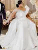 Plus -storlek arabisk aso ebi sjöjungfrulig lyxig sexig bröllopsklänning pärlspets kristaller brudklänningar klänningar klänningar