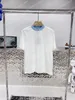 22ss Uomo Donna Designer magliette tee lavorato a maglia jacquard colletto con lettera manica corta Uomo girocollo parigi Streetwear bianco nero xinxinbuy XS-L