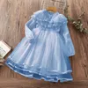 Flickans klänningar Spring Lace Flower Party for Girls Elegant Dress Kids Princess Costume Teenagers Children kläder Vestidos 8 10 14 Yearsgirl '