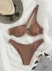 Sexy Bikinis Swimsuits Cut Out Women's Swimwear One Shoulder Biquini High Bathing Suits Push Up Beach Bikini Set 220413236M