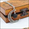 Pendant Necklaces Pendants Jewelry Natural Black Lava Stone Essential Oil Per Diffuser Necklace Moo Sun Choker Minimal Dhbzo