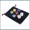 Stone Loose Beads Jewelry Natural Chakra Squares Rose Quartz Amethyst Agate Tiger Powder Crystal White Yoga Meditation E Dhs1P