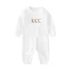 Letter New 2021summe Fashion Baby Boy Clothes White Pink Green Long Sleeve Brand Newborn Baby Girls Romper 0 3 Months