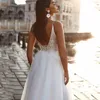 Abiti da sposa civili con spacco alto Cinturino per spaghetti Abito da sposa da spiaggia con strascico staccabile Abito a fiori 3D De Mari￩e