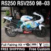 アプリリアRSVのフェアリングとタンクカバー250 RSV-250 RS-250 RSV250 98-03 4DH.48 RS250 RR RS250R 98 99 00 01 02 03 RSV250RR 1998 1999 2000 2001 2001 2001ボディブルー白い白い白い白い白い白い白い白い白い白い白い白い白い白い白い白い白い白い白い白い白い白い白い白い白い白い白い白い白い白い白い白い白い白い白い白い白い白