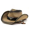 Summer Men Słomowe kapelusze western kowbojowy elegancki sombrero hombre cowgirl na zewnątrz Jazz Beach Hat