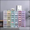 Thicken Clear Plastic Shoe Box Dustproof Storage Transparent Boxes Candy Color Stackable Shoes Organizer Bh3641 Drop Delivery 2021 Bins Ho