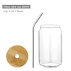US Stock 12oz 16 Oz Sublimation Glass Beer Dugs with Bamboo Lid Straw Tumblers DIY Blanks Frosted Clear Transe Cocktail Coffee Coffee Glasses SXJUL10