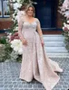 Plus Size Meerjungfrau Kleider für die Brautmutter Illusionsausschnitt Perlen Spitze Langarm Feier Abend Party Abschlussball Gast Hochzeitskleidung