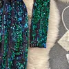 가을 새로운 기질 패션 여성의 캐주얼 드레스 스팽글 둥근 목 넥타이 허리 얇은 섹시 가방 힙 나이트 클럽 댄스 드레스 2022