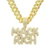 Hip Hop Hiphop Diamond Letter Pendant Cuban Necklace Trendy Punk Cool Men Domineering Halsband