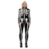 Fêtes de fête Fournitures Costume de fête d'Halloween Squelette d'Halloween Impression numérique 3D Dames Cosplay Manches longues Fermeture éclair Tight Body Holloween Collants ZL1242