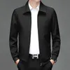 Men's Trench Coats Business Jaqueta masculina Autumn Casual Turndown Collar Zipper Simple Men de meia-idade Dad Coube