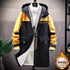 Men's Trench Coats Autumn Winter Men's Fleece Thick Warm Long Coat Hooded Safari Casual Style Outwear X17Men's