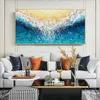 Картины Большой морской холст маслом картинка ручной работы с синим пейзажем абстрактно белая волна домашний декор текстурированные морские пейзажи настенные отчеты