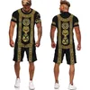 Sommer Golden Lion Bedrucktes T-Shirt/Shorts/Anzug Herren Casual Grafik O-Ausschnitt Tops + Hosen Set Männlich Hip Hop Kurzarm Trainingsanzug Y220516