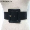 Rainie Sean Snakeskin grão Mulheres de cintura larga cintura quadrada grande fivela outono verde rosa preto amarelo vintage feminino cinturões h220418