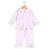 100% algodão videiras de algodão duas peças primavera no verão rosa botão de babado de pijamas meninos e meninas pijamas de páscoa 220721