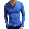 Herren T-Shirts Ausschnitt Herren T-Shirts Einfarbig Langarmshirt Männer Slim Fit Unterhemd Rüstung Sommer Casual Tee Tops Unterwäsche T-Shirt Weiß SchwarzM