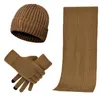 Bérets 3 pièces/ensemble hiver tricoté mode écharpe chapeau gant trois ensembles coupe-vent épaissi doux écran tactile gants costume chaud