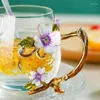 Kubki lekkie luksusowe szkliwo kubek herbaty odporna na ciepło szklane kawa kryształowy prezent na kwiat