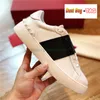 2022 Lüks Açık Başlangıç ​​Saplama Sabit Ayakkabılar Erkek Kadın Rutenyum Metalik Deri Siyah Topuk Pembe Gümüş Beyaz Bant Saplamalar Düşük Erkek Tasarımcı Spor ayakkabıları