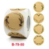 Enveloppe cadeau 500pcs / rouleau 2 pouces Enveloppe Mariage naturel facile Utilisation Étiquette Sticker Crafts Strong Adhesive Merci avec 4 motifs DesignSgift