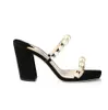 Luxe ontwerp Amara Nappa Lederen Sandalen schoenen voor vrouwen Pearl -verfraaiing Blok Heels muilezels dame casual wandel slip op slippers doos