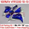 Injektionskropp för Honda VFR1200F Crosstourer VFR 1200 RR CC F 10-13 15NO.4 VFR1200X VFR-1200 VFR1200 10 11 12 13 VFR1200RR 2010 2012 2012 2013 OEM FAIRING METALLIC BLÅ