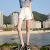 Fashion Casual Blue Denim Shorts Women Sexig hög midjeknappar Fickor Slim Fit Summer Beach Streetwear Jeans 220629