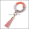 Party Favor Événement Fournitures Fête Maison Jardin Bracelet Porte-clés Bracelets Porte-clés Sile Perles En Bois Pu Dh0Lj