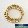 Fili di perline Bracciali elastici in acciaio inossidabile con sfere in acciaio dorato con perline semplici da donna europee e americane