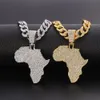 Pendant Necklaces Iced Out Chain Big African Map Men's Hip Hop Gold Color Cuban Necklace For Men Fashion Male Jewelry