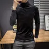 Men's T-Shirts Velvet Turtleneck Long Sleeve 2022 Autumn Streetwear Party Luxury T Shirt Men High Lead Keep Warm Slim Fit Stretch