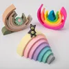 Tyry.hu est 7/10pcs edifício de silicone bloco arco -íris bloco macio 3d montessori brinquedos de empilhamento bloqueio de bebê presente 220527