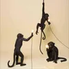 الحديث الأسود القرد hanglamp إيطاليا SELET LAMPE HEMP حبل قلادة الأنوار الحيوان لغرفة المعيشة أدى مصابيح الزخرفية من السقف H220415