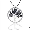 Подвесные ожерелья подвески ювелирные изделия 7 Чакра дерево жизни радуга натуральный камень Кварц дружная мудрость Черная веревка струны для женщин подарок