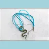 Hänge halsband hängsmycken smycken grossist 6 färg handgjorda murano lampwork glas mix färg orm halsband juvelr dhdzt