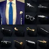 Kowądy Wysokiej jakości miedziany krawat męski srebrne szklanki piór kluczowe nożyczki rurka kształt szyi akcesoria biznesowe