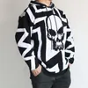 Męskie swetry Hip Hop Punk Skull Refleksyjne kapturowy Sweter mężczyźni kobiety HARAJUKU BARY BIAŁY Patchwork Zachony Pullovers Jersey Hombre Olga2