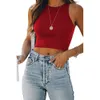 Kadın Camisole Sleeless Yuvarlak Yuvarlak Tank Düz Katı T-Shirt Üstler Tees Strap küçük yelek seksi moda kırpılmış üstler blusa rahat bluzlar