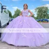 Lilac Quinceanera Prom Dresses 2022 قبالة الكتف زين الدانتيل ثوب حفلة حلوة 15 16 حفلة فستان anos