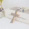 Interiördekorationer Bildekoration Pendant Cross Jesus Christ Crystal Pearl Diamond Hanging Auto Rearview Mirror Trim Ornament Accessoriesi