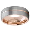 Wedding Rings Fashion Men's 8mm roestvrijstalen roségoud middellijn zilvergeborsteld afgeschuinde oppervlak 6 mm voor dameswedding