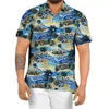Polo da uomo Moda estiva da uomo Casual da uomo Palma stampata manica corta colletto rovesciato vestibilità ampia camicia hawaiana abbigliamento da spiaggia per