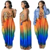 Léopard arc-en-ciel imprimé Cami Maxi robe femmes vêtements d'été femme décontracté longue dégradé couleur imprimé Vestdos avec poches