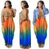 Leopard Regenbogen Druck Cami Maxi Kleid Frauen Sommer Kleidung Frau Casual Lange Farbverlauf Gedruckt Vestdos mit Taschen